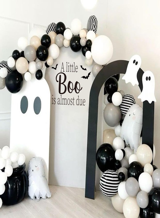 وولاين ملصق Whaline A Little Boo Is Almost Due لخلفية الكشف عن جنس المولود في الهالوين، ملصقات حفلات، لافتة ترحيب مخيفة، ملصق قوس البالونات، عيد ميلاد، حفل استقبال الطفل - Image 1