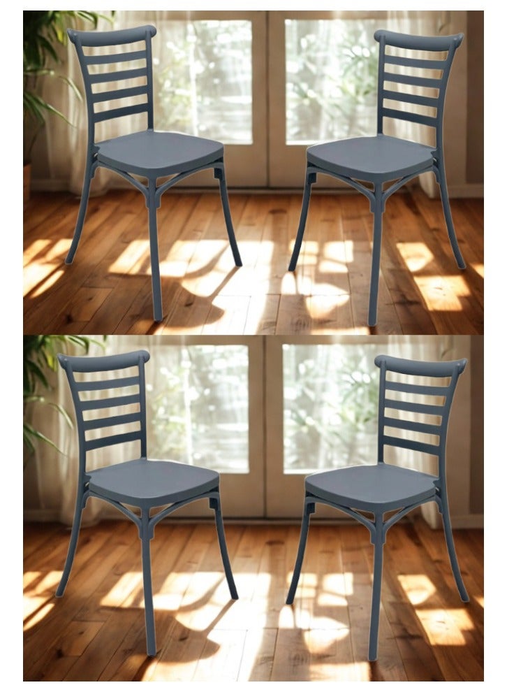 SMART HOME Modern Design 4-Piece Fiber Chair Set with Sturdy Legs - 45x45x80 cm | Durable Seat for Office, Dining Room, Coffee Shop, Garden, and Outdoor Lounges - Image 1