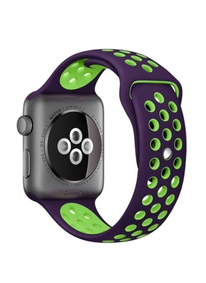 NIBEMINENT - Replacement Band For Apple Watch 42/44mm Purple/Green - Image 1