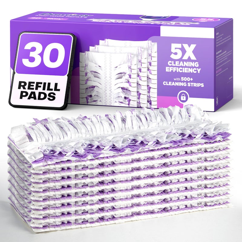 Domudy 5X Cleaning Power Mop Refills for Swiffer Power Mop, 500+ Strips Multi-Surface PowerMop Refill Pads, 30 Count Disposable Powermop Wood Mops, Replacement Mopping Pad for Floor Cleaning - Image 1