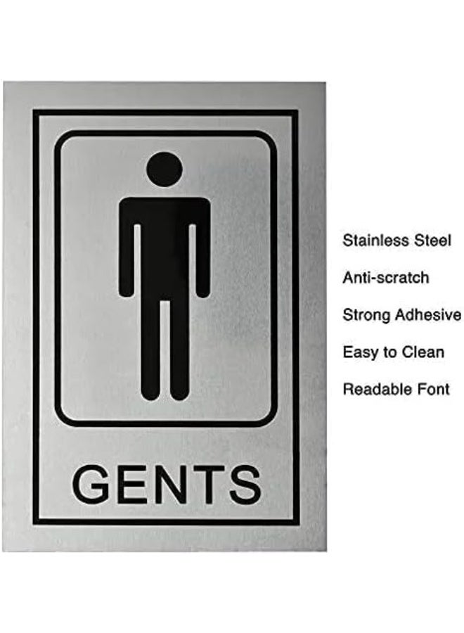 BPA® 1 Set of Gents and Ladies Stainless Steel Self Adhesive Gents and Ladies Toilet or Restroom Signage Board Combo, 6x4-inch (Metallic) - Image 4