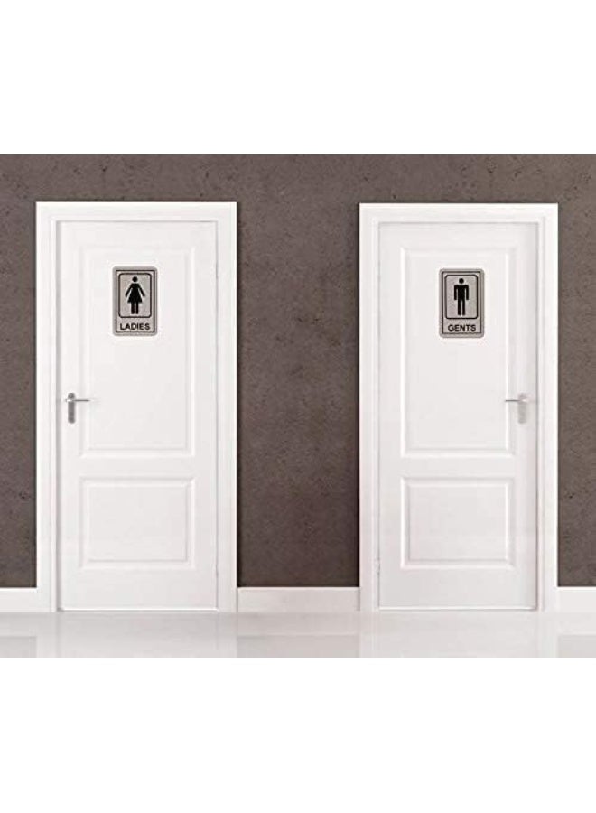 BPA® 1 Set of Gents and Ladies Stainless Steel Self Adhesive Gents and Ladies Toilet or Restroom Signage Board Combo, 6x4-inch (Metallic) - Image 5