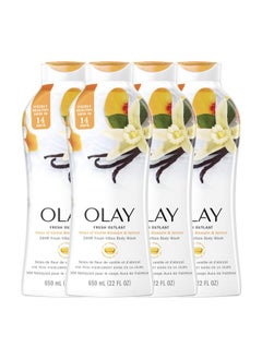 Olay Fresh Outlast Body Wash For Women With Notes Of Vanilla Blossom And Apricot 22 Fl Oz (Pack Of 4)  - Image 1