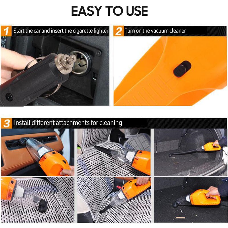 12V 120W Car Vacuum Cleaner Built-in HEPA Filter High Power Mini Handheld Vacuum with 3 Attachments 16 Ft Cord Well-equipped Car Cleaning Kit - Image 5