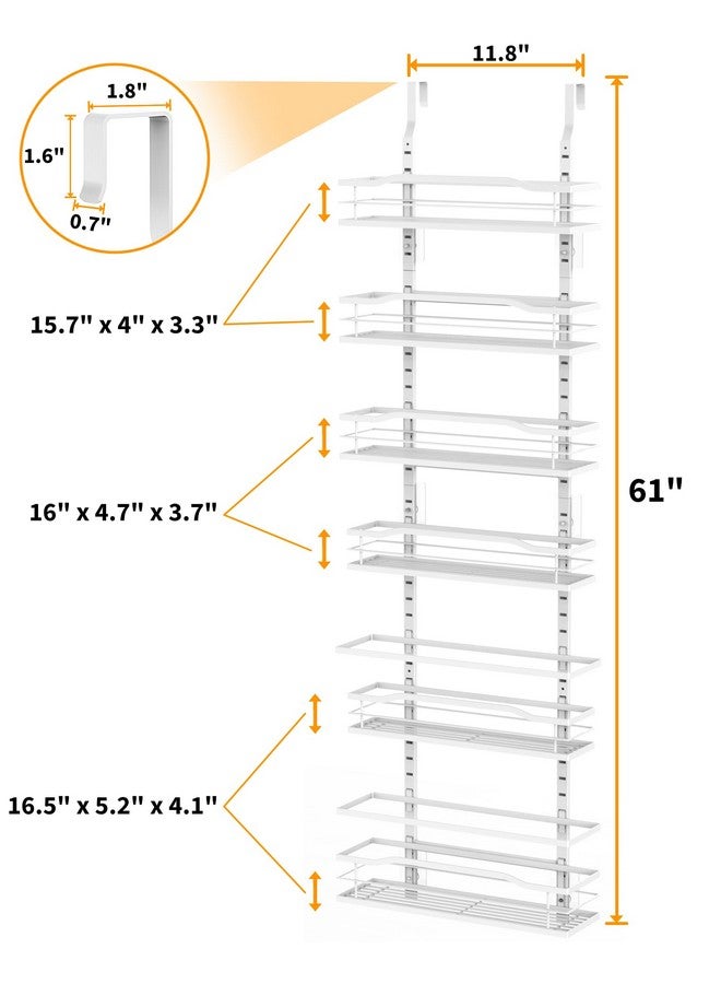 Moforoco White 6-Tier Over Door Pantry Organizer, Pantry Organization Storage, Door Metal Hanging Spice Rack Basket Shelves, Home Kitchen Apartment Essentials, Laundry Room Bathroom Organization - Image 2