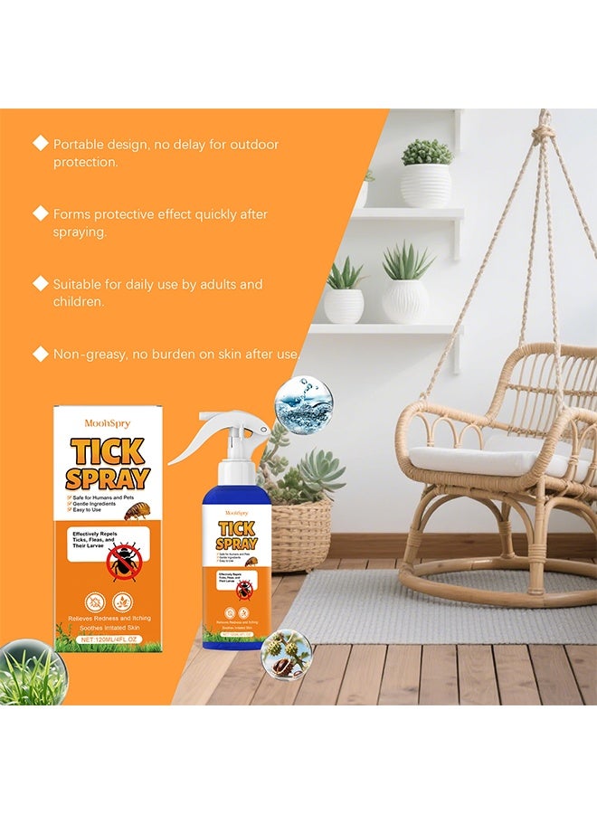 MOONSPRY Tick Spray 120ml, Effectively Repels Ticks, Fleas and Their Larvae - Image 3