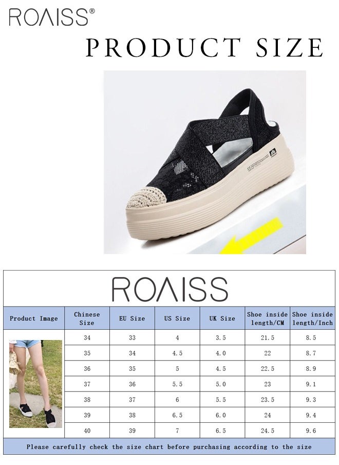 roaiss - Fashionable Closed Toe Lace Thick Sole Casual Shoes Women'S Versatile Elastic Strap Side Hollow Summer Sandals - Image 1