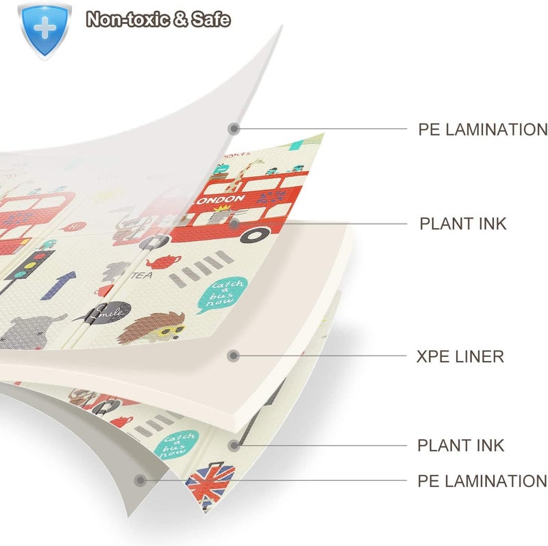 EASY SHOPE Waterproof Extra Large Baby Play Mat | Double-Sided, Soft, Foldable & Anti-Skid | Indoor & Outdoor Use | 180x200 cm | 8mm Thick | Multi-Color | Portable & Durable Folding Foam Play Mat - Image 4
