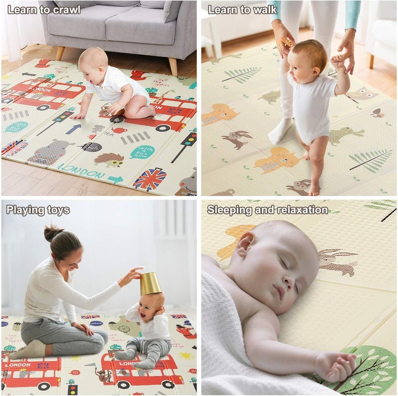 EASY SHOPE Waterproof Extra Large Baby Play Mat | Double-Sided, Soft, Foldable & Anti-Skid | Indoor & Outdoor Use | 180x200 cm | 8mm Thick | Multi-Color | Portable & Durable Folding Foam Play Mat - Image 5