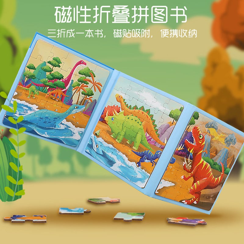 Advanced Edition Foldable Magnetic Puzzle Children'S Puzzle Book Cartoon Animal Traffic Cognition Early Education Toy - Image 3