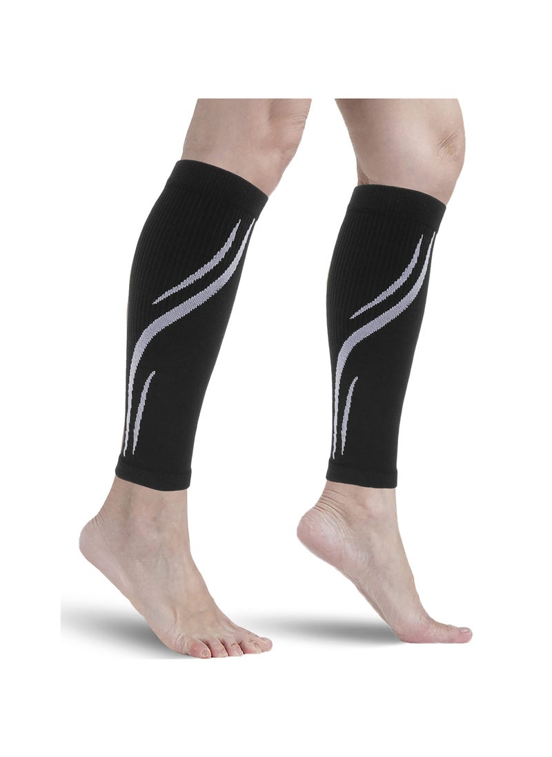Generic - Calf Compression Sleeves & Footless Compression Socks - 2 Pairs for Running, Cycling, Varicose Veins, and Shin Splint Relief - Supportive Leg Sleeves for Workouts (Black) - Image 1