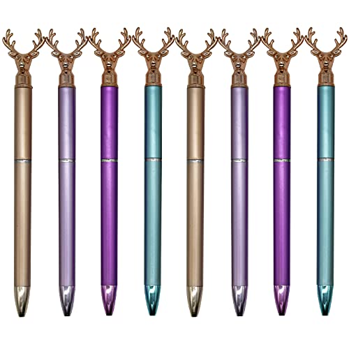 Maydahui 12 PCS Deer Head Shape BallPoint Pen Creative Christmas Animal Pens Black GeL Ink Design for Boys Student - Image 1