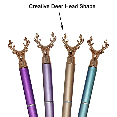 Maydahui 12 PCS Deer Head Shape BallPoint Pen Creative Christmas Animal Pens Black GeL Ink Design for Boys Student - Image 3