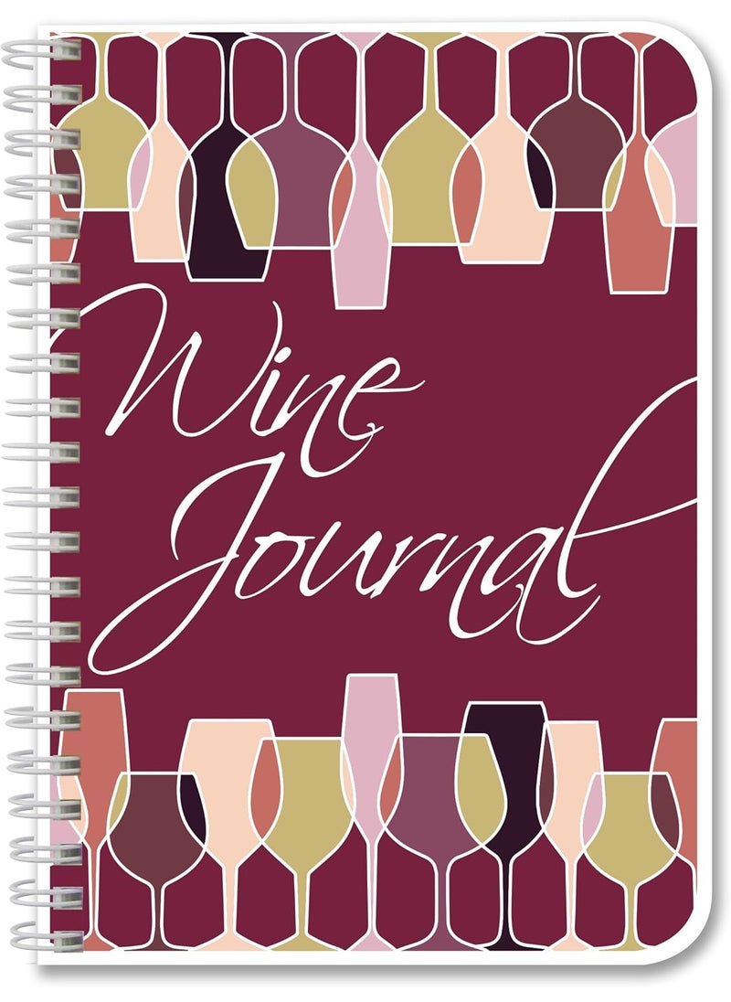 BookFactory BookFactory Wine JournalWine Log BookWine Collectors DiaryWine Tasting Notebook  WireO with Full Color Cover  120 Pages 5 x 7 JOU12057CWAWineJournal  - Image 1