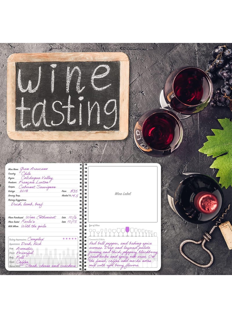 BookFactory BookFactory Wine JournalWine Log BookWine Collectors DiaryWine Tasting Notebook  WireO with Full Color Cover  120 Pages 5 x 7 JOU12057CWAWineJournal  - Image 2