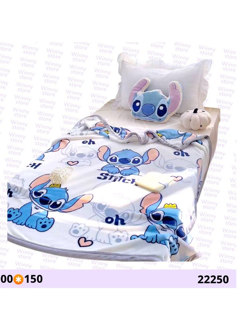 بطانية ستيتش ناعمة | بطانية دافئة للأطفال والكبار | بطانية شخصية كرتونية بتصميم عصري | مثالية للنوم والاسترخاء والسفر | بطانية فاخرة بمقاس 100×150 سم