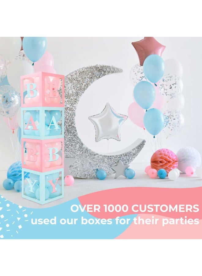 Vellax 44-Piece Baby Shower Decorations for Boy or Girl - 4 Boxes with Letters and 32 Balloons - Macaron Blue and Pink - Gender Reveal Party Supplies - Complete Decoration Kit - Image 2