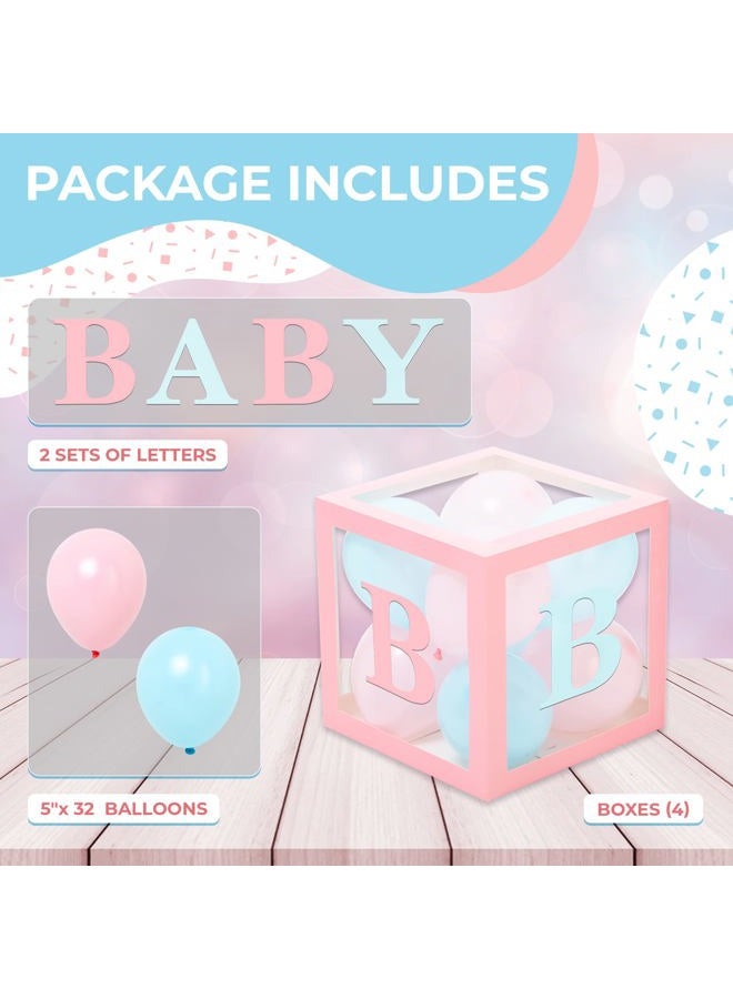 Vellax 44-Piece Baby Shower Decorations for Boy or Girl - 4 Boxes with Letters and 32 Balloons - Macaron Blue and Pink - Gender Reveal Party Supplies - Complete Decoration Kit - Image 3