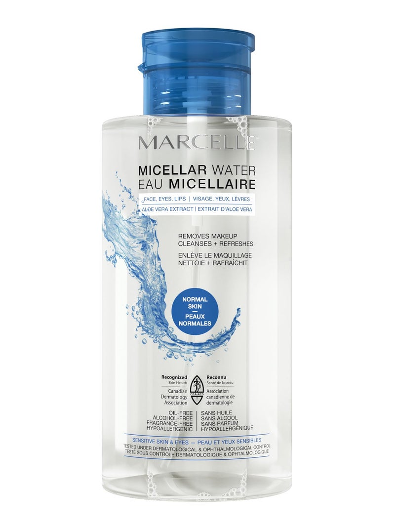 Marcelle Micellar Water, Normal Skin, Makeup Remover, Aloe Vera Extract, Sensitive Skin and Eyes, Oil-Free, Alcohol-Free, Fragrance-Free, Hypoallergenic, Cruelty-Free, 13.5 Fl. Oz. - Image 1