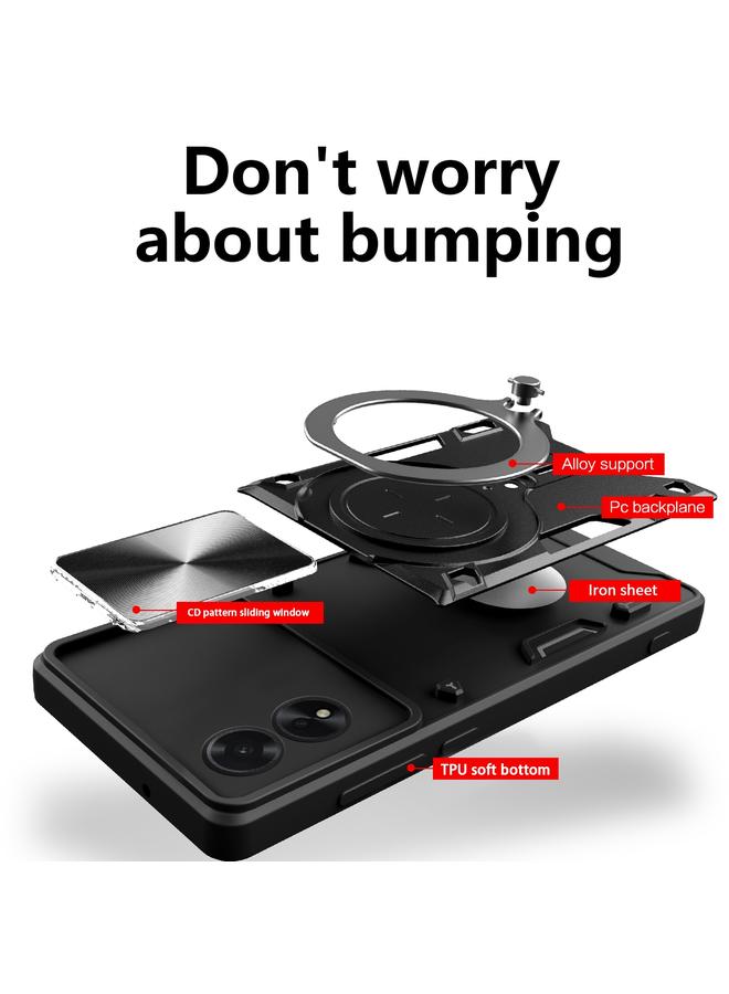 S-TOP Case For OPPO A38 4G Global CD Texture Sliding Camshield Magnetic Holder Phone Case - Image 3