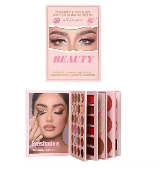 SKINPLUS Multipurpose 5 in 1 makeup book Eyeshadow  FACE  LIPS MULTI  COLOR MAKEUP PALETTE All in one makeup book palette Beauty eyes all in one - Image 5