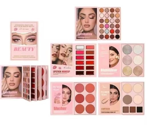 SKINPLUS Multipurpose 5 in 1 makeup book Eyeshadow  FACE  LIPS MULTI  COLOR MAKEUP PALETTE All in one makeup book palette Beauty eyes all in one - Image 4