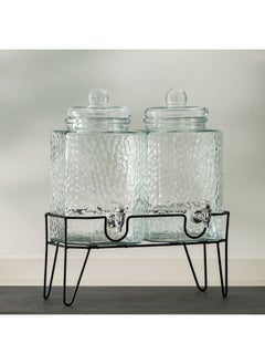 DANUBE HOME Aresha 3-Piece Glass Beverage Dispenser with rack,2x5.7L  - Image 2