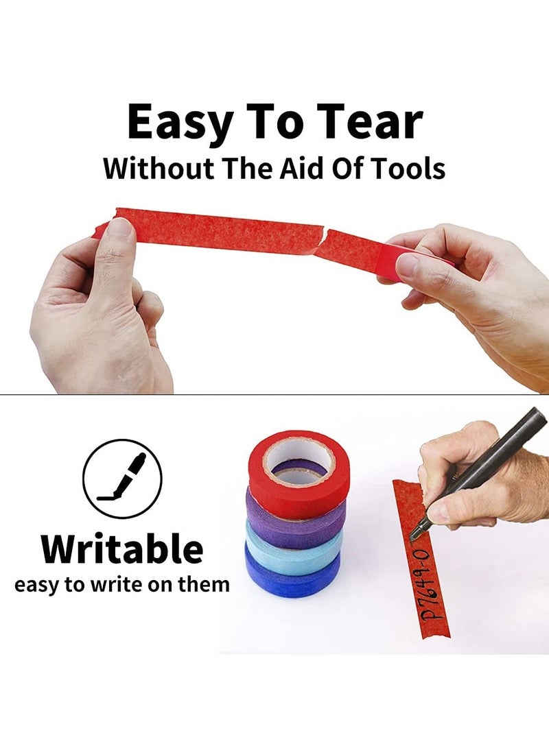 فوميمو شريط اخفاء ملون، 8 لفات شريط اخفاء ملون شريط حرفي، شريط رسام، شريط ملصقات للفنون والحرف اليدوية، شريط ورقي مزخرف للاطفال (8 الوان، 2.5 سم × 104 متر) - Image 5