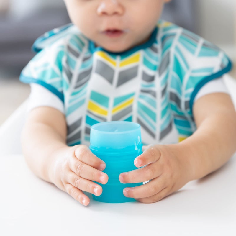 Bumkins Baby and Toddler Cups, Sip Cup, Spill Proof Training Drinking for Babies Ages 4 Months, Tip Proof, Platinum Silicone Starter Cup, First Year Learning Supplies, Easy to Hold, Holds 2oz, Blue - Image 3