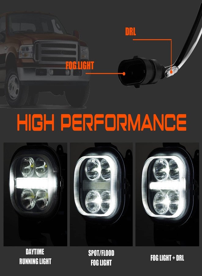 DRFG LED Fog Light with Daytime Running Lights - Fog Light Assembly for Ford F250 F350 F450 F550 Super Duty 2005 2006 2007 Driving Fog Lamps Plug & Play 2pcs - Image 2