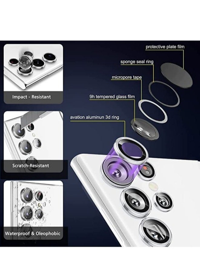 SEIGE Samsung Galaxy S23 Ultra Camera Lens Protector, 9H Tempered Glass Camera Cover Screen Protector Metal Individual Ring, S23 Ultra 5G 2023 (Silver) - Image 4