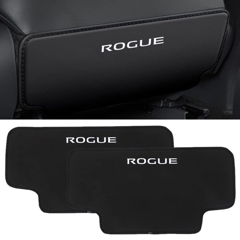 XITER with Rogue Logo 2Pcs Leather Car Seat Back Protectors Kids Kick Mats Waterproof Backseat Covers for Nissan Rogue 20142026 Interior AccessoriesBlack - Image 2