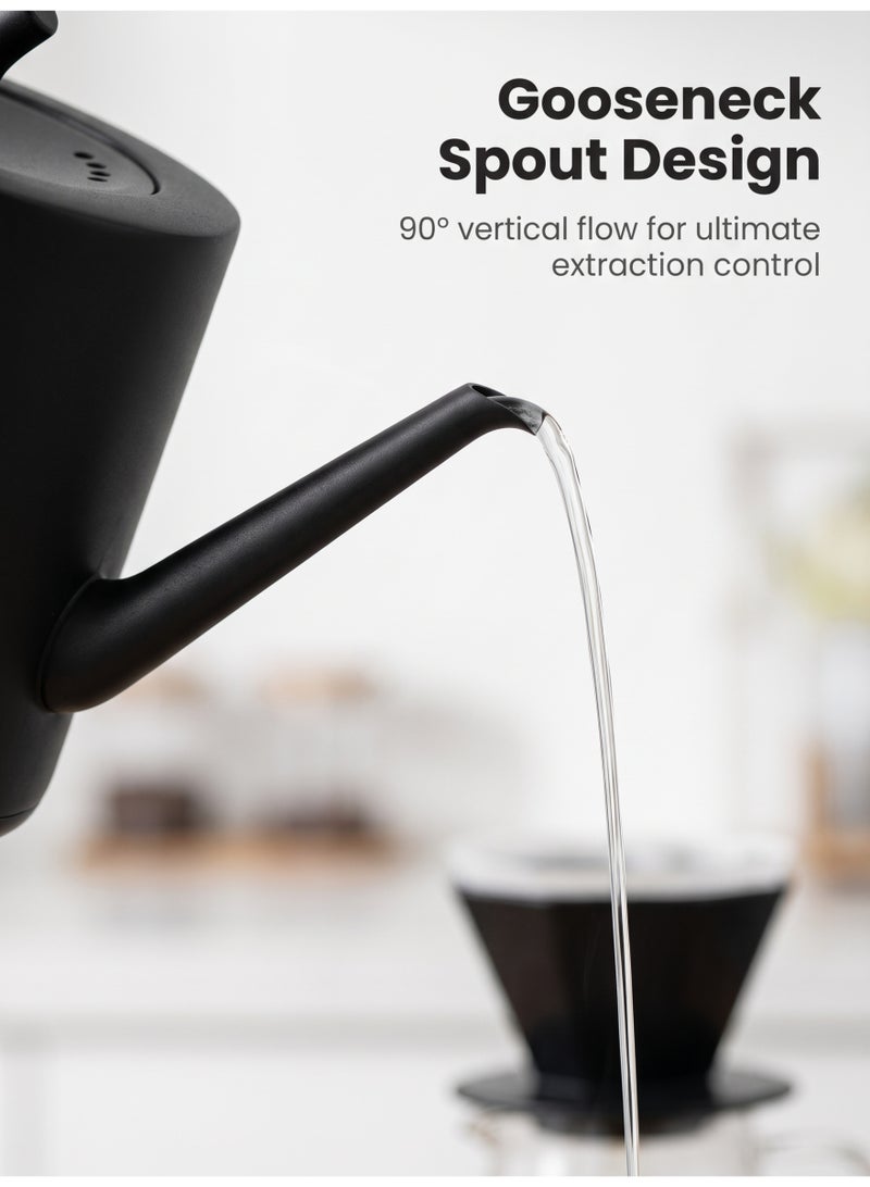 nihao Multifunctional Gooseneck Kettle V60 Coffee Kettle , Electric Kettle , Coffee Pot and Tea Pot , 1000ML , 1000W Power Knob Temperature Adjustment with  DigiTemperature Automatic Insulation , 304 Stainless Steel Material , Suitable for Home and Office - Black - Image 4