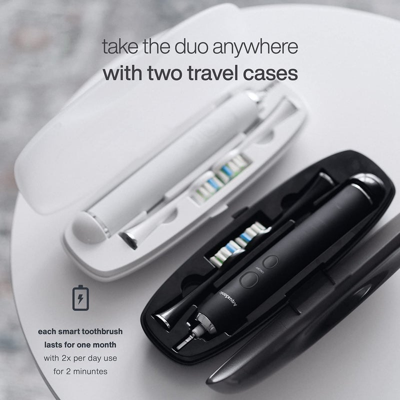 AquaSonic DUO PRO – Ultra Whitening 40,000 VPM Electric ToothBrushes – ADA Accepted - 4 Modes with Smart Timers - UV Sanitizing & Wireless Charging Base - 10 ProFlex Brush Heads & 2 Travel Cases - Image 4