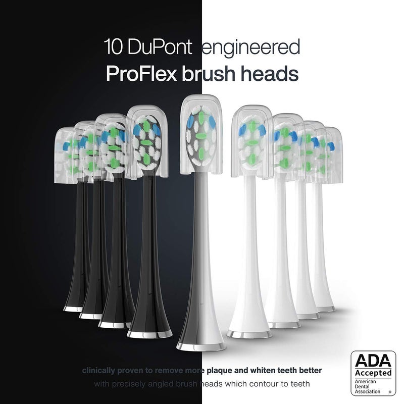 AquaSonic DUO PRO – Ultra Whitening 40,000 VPM Electric ToothBrushes – ADA Accepted - 4 Modes with Smart Timers - UV Sanitizing & Wireless Charging Base - 10 ProFlex Brush Heads & 2 Travel Cases - Image 5