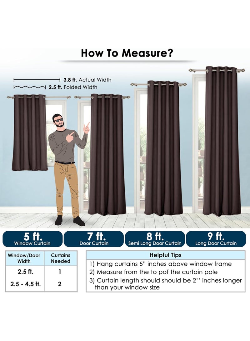 Toshionics Polyester Window Curtains Set of 2 for Home Bedroom Living Room T113566 | Solid Plain Long Curtains for Windows | Faux Silk Fabric | 140x220 cm | Light Blue - Image 2