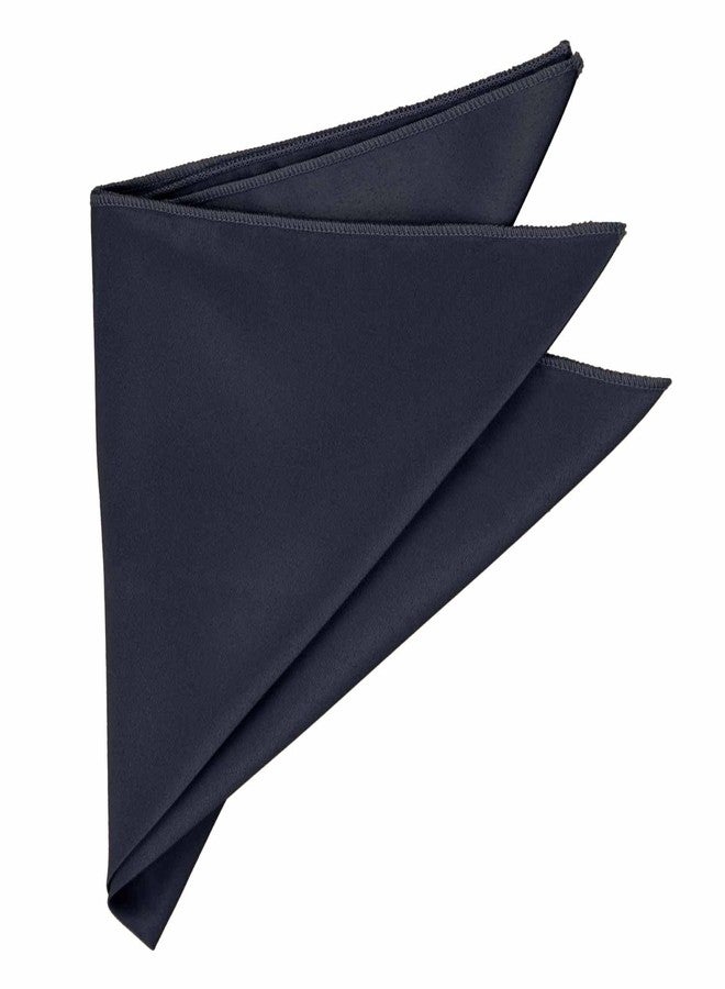 tiemart Dark Navy Blue Solid Color Pocket Square - Image 3