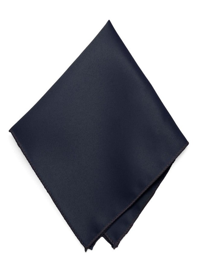 tiemart Dark Navy Blue Solid Color Pocket Square - Image 1