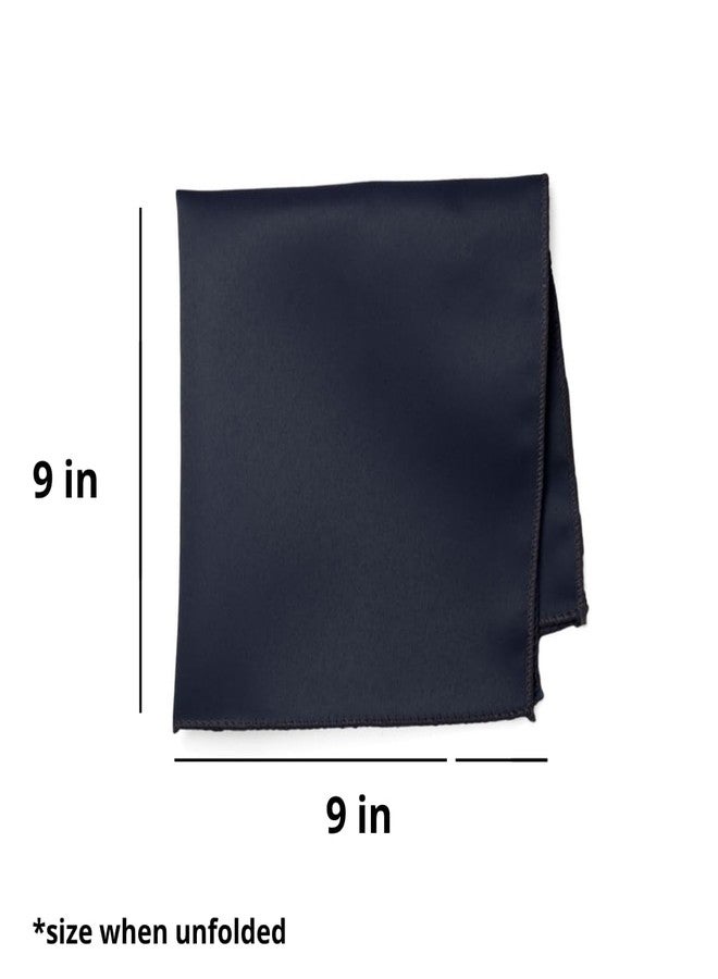 tiemart Dark Navy Blue Solid Color Pocket Square - Image 2