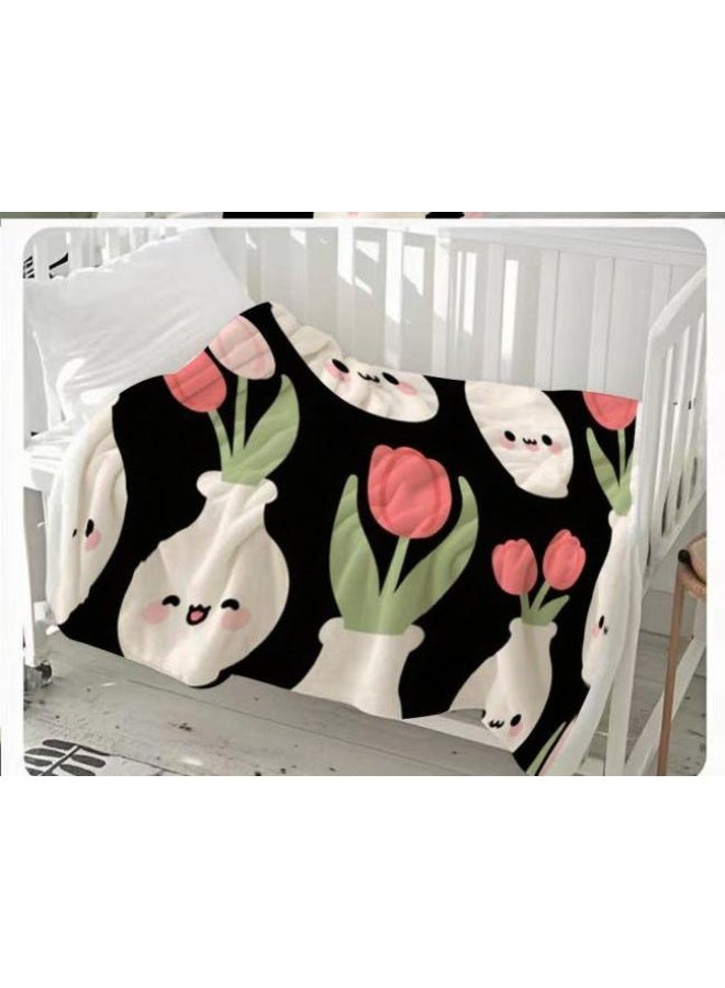 عام بطانية رقيقة من الفانيلا الكرتونية للأطفال والرضع (دافئة ومريحة، ومناسبة للنوم والألعاب) 70 سم * 100 سم