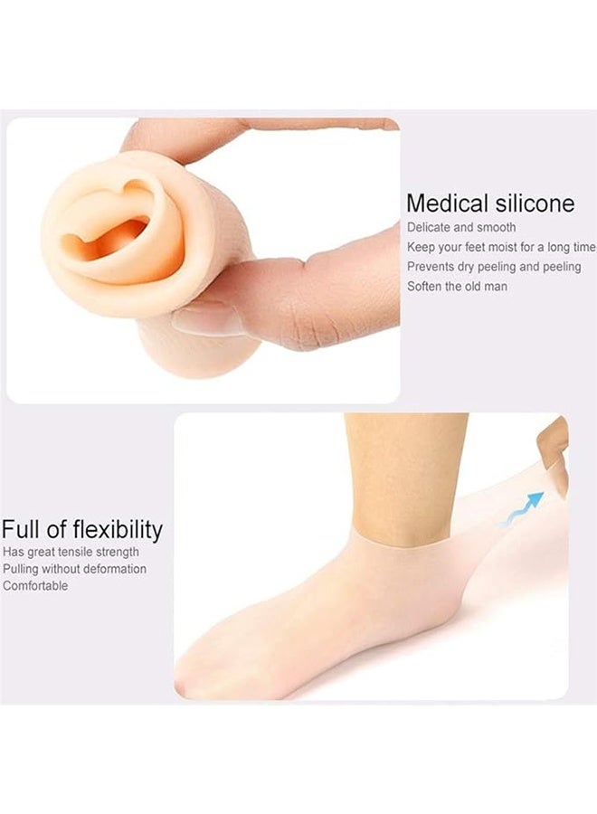 2 Pairs Silicone Moisturizing Socks Softening Dry Feet, Rough Skins & Anti Slip Aloe Socks for Dry Feet Women, Calluses, Spa Gel Socks Foot Care After Pedicure - Image 2