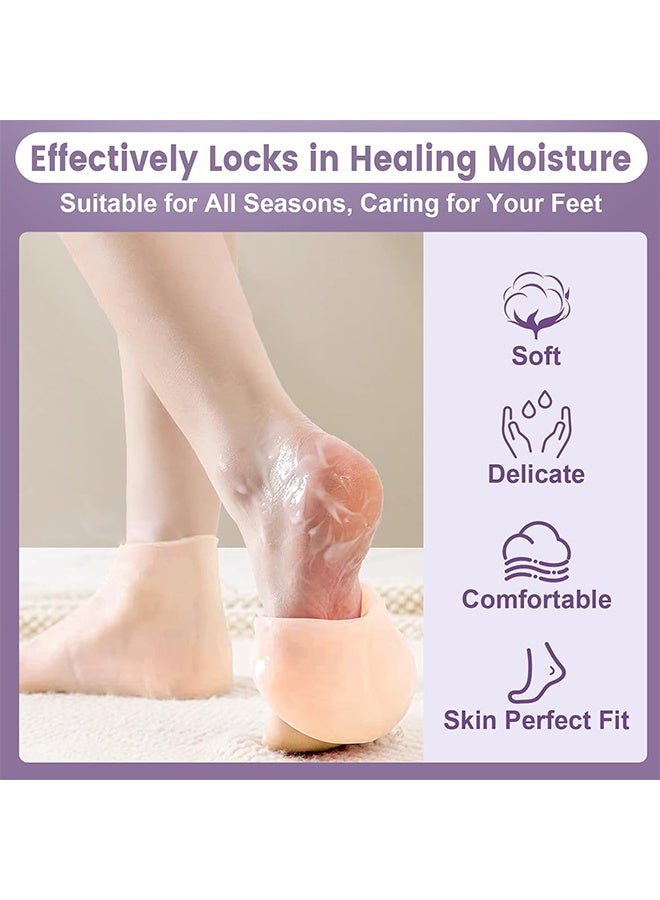 2 Pairs Silicone Moisturizing Socks Softening Dry Feet, Rough Skins & Anti Slip Aloe Socks for Dry Feet Women, Calluses, Spa Gel Socks Foot Care After Pedicure - Image 4