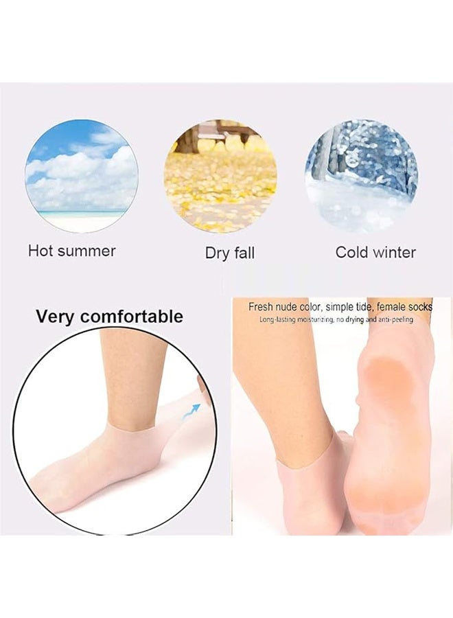 2 Pairs Silicone Moisturizing Socks Softening Dry Feet, Rough Skins & Anti Slip Aloe Socks for Dry Feet Women, Calluses, Spa Gel Socks Foot Care After Pedicure - Image 5
