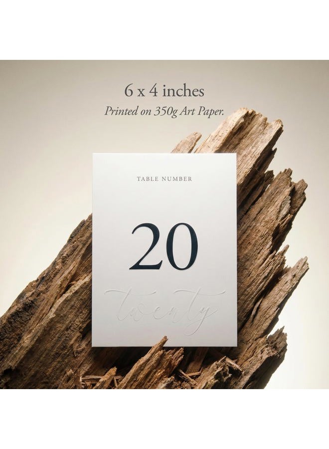 Siko Wedding Table Numbers 1-20 - Double Sided with Embossed Details - 4x6 inches, Self-Standing Paper Table Numbers for Wedding Reception - Image 4