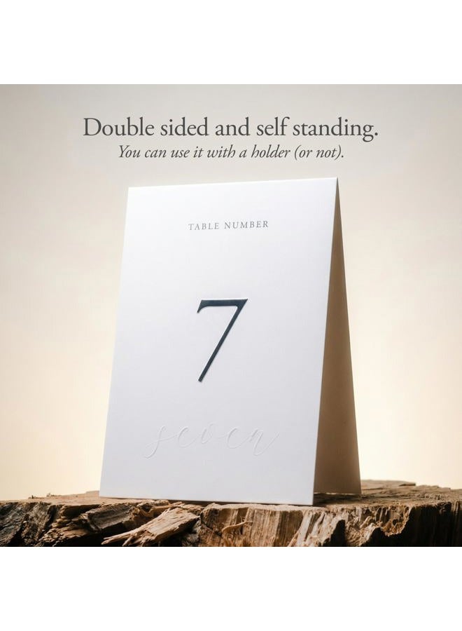 Siko Wedding Table Numbers 1-20 - Double Sided with Embossed Details - 4x6 inches, Self-Standing Paper Table Numbers for Wedding Reception - Image 2