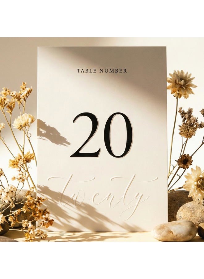 Siko Wedding Table Numbers 1-20 - Double Sided with Embossed Details - 4x6 inches, Self-Standing Paper Table Numbers for Wedding Reception - Image 1