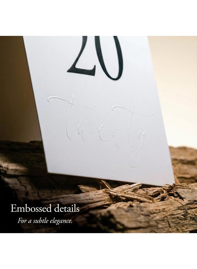 Siko Wedding Table Numbers 1-20 - Double Sided with Embossed Details - 4x6 inches, Self-Standing Paper Table Numbers for Wedding Reception - Image 3