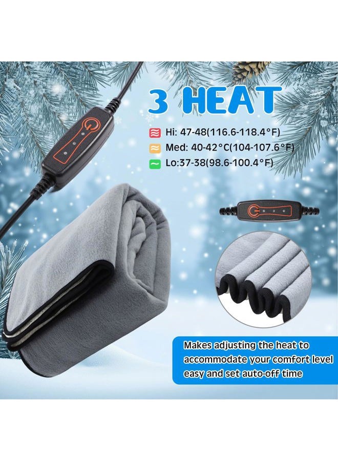 Glooglitter Electric Heated Blanket 50"x60" Heating Throw Electric 5v USB Powered with Timer and Temperature Controller for Car Winter Travel Home Office Camping(Gray and White,Solid Color) - Image 3