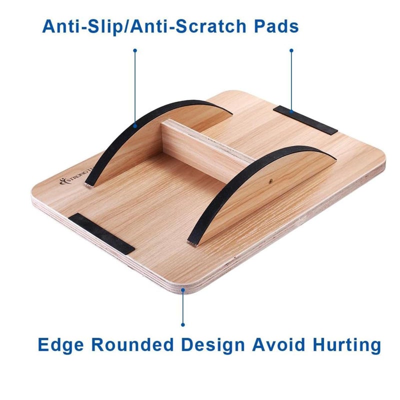 StrongTek Professional Wooden Balance Board, Rocker Board, Wood Standing Desk Accessory, Balancing Board for Under Desk, Anti Slip Roller, Core Strength, Stability, Office Wobble Boards - Image 3