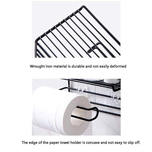 Zeinwap Self Adhesive Wall Mounted Toilet Paper Holder - Tissue Roll Holder with Storage Shelf Iron Black Coated (Metal, 1 Pc) - Image 5